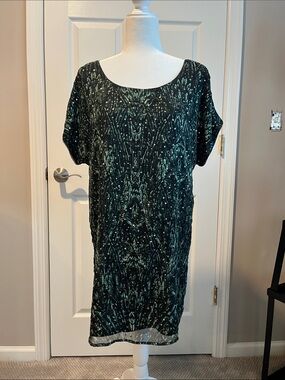 Haute Hippie Forest Green Patterned Shift Dress
